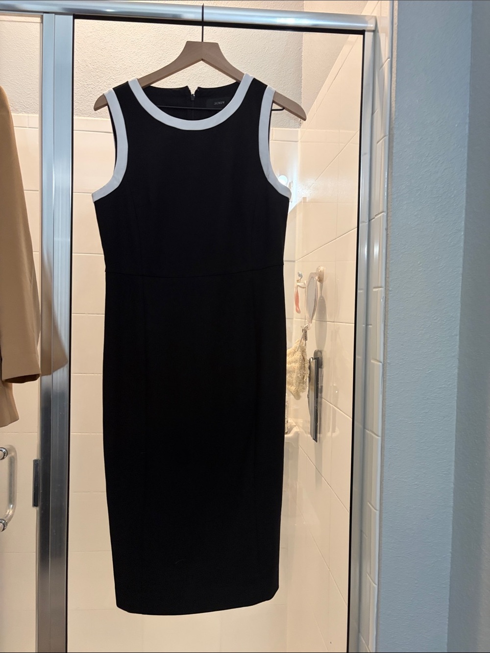 J. Crew Black Midi Sheath Dress with White Trim